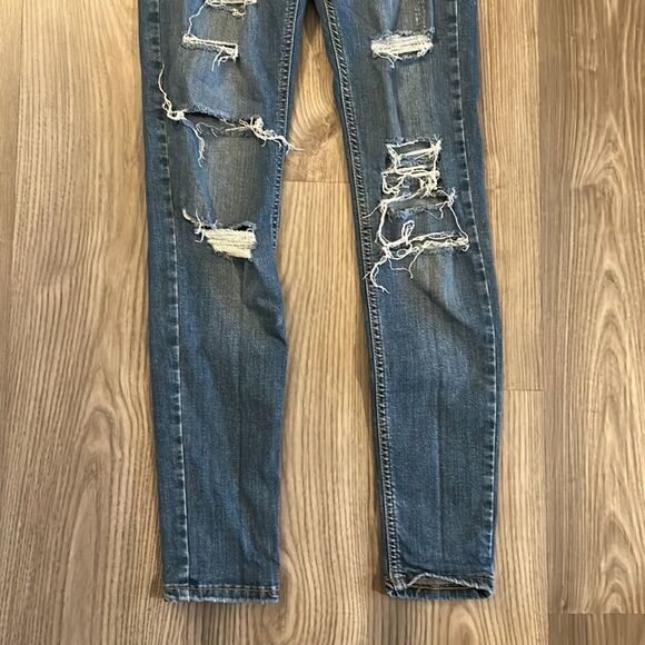 EUC TOPSHOP MOTO JAMIE SUPER DISTRESSED HIGH WAIST SKINNY JEANS SIZE 25 - Picture 7 of 8